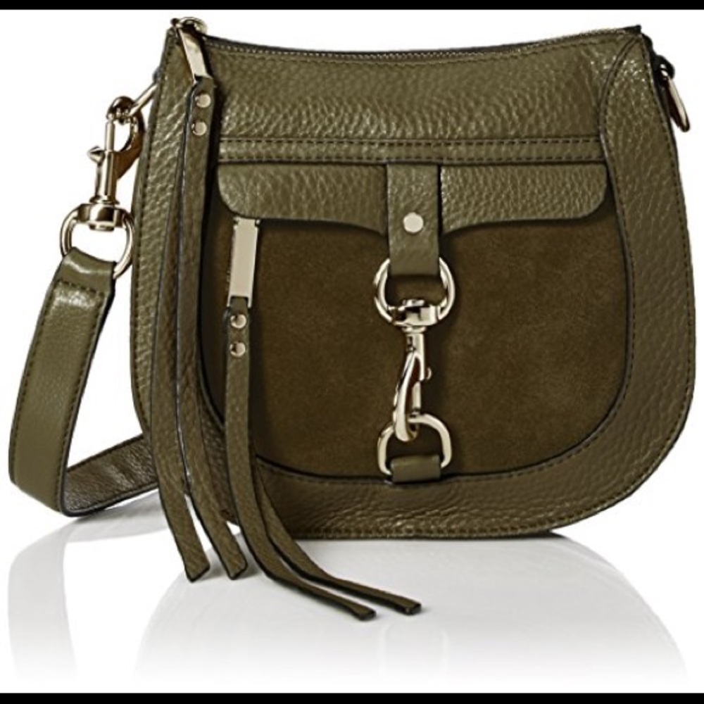 Rebecca Minkoff Olive Suede & Leather Saddle Crossbody
